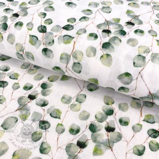 Tetra Tkanina/Muslin Little eucalyptus flowers digital print ORGANIC