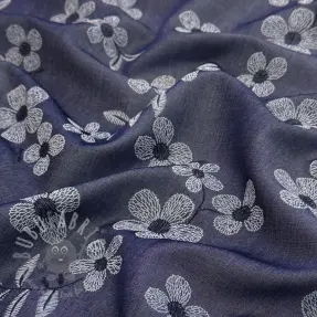 Pamuk JEANS Chambre LUXURY JACQUARD Flowers dark blue
