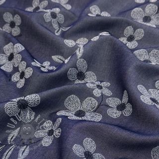 Pamuk JEANS Chambre LUXURY JACQUARD Flowers dark blue