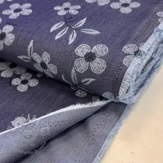 Pamuk JEANS Chambre LUXURY JACQUARD Flowers dark blue