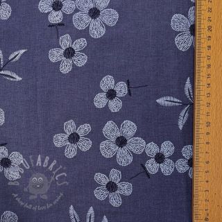 Pamuk JEANS Chambre LUXURY JACQUARD Flowers dark blue