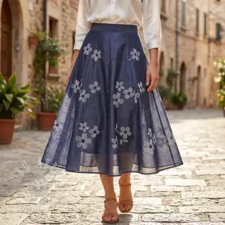Pamuk JEANS Chambre LUXURY JACQUARD Flowers dark blue