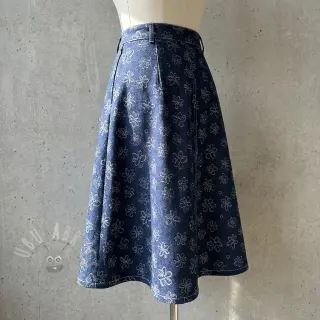JEANS DENIM JACQUARD Flower dark blue