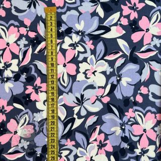 Tkanina trenirka Bright flowers design blue pink