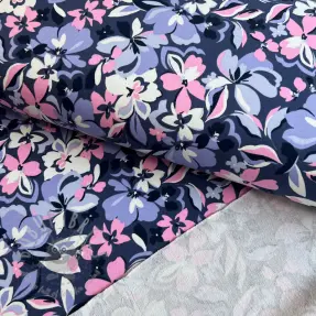 Tkanina trenirka Bright flowers design blue pink