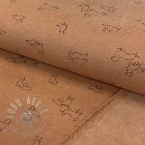 Triko materijal čupav Dogs camel melange