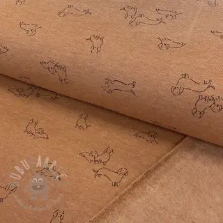 Triko materijal čupav Dogs camel melange
