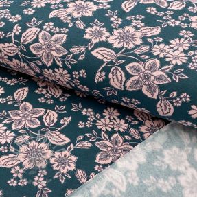 Triko materijal čupav SOFT Flowers emerald