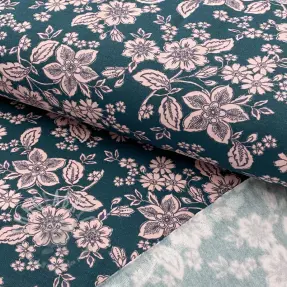 Triko materijal čupav SOFT Flowers emerald