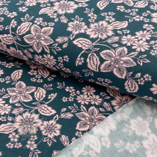 Triko materijal čupav SOFT Flowers emerald