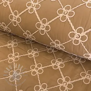 Prošivena tkanina Flower design light brown