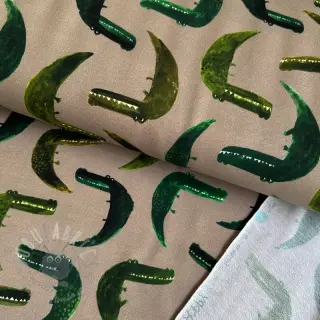 Triko Crocodile taupe digital print