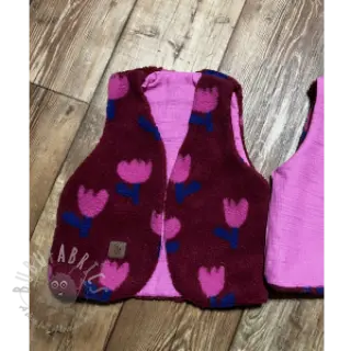 Tkanina za kapute TEDDY JACQUARD Tulips dark red