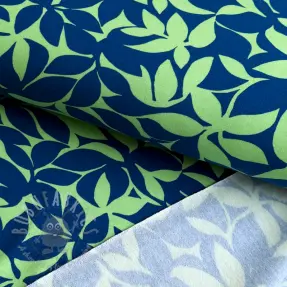 Triko materijal čupav SOFT Leaves green navy