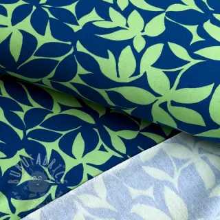Triko materijal čupav SOFT Leaves green navy