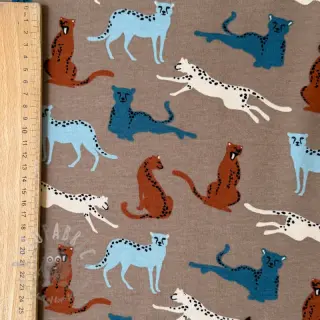 Triko materijal čupav SOFT Leopard taupe ORGANIC