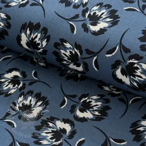 Viskoza ROSELLA STRETCH Flowers blue