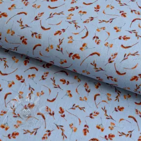 Tetra Tkanina/Muslin Leaves field light blue