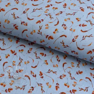 Tetra Tkanina/Muslin Leaves field light blue