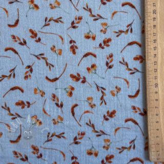 Tetra Tkanina/Muslin Leaves field light blue