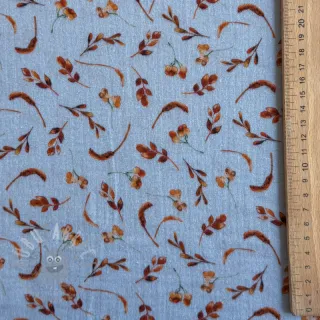 Tetra Tkanina/Muslin Leaves field light blue
