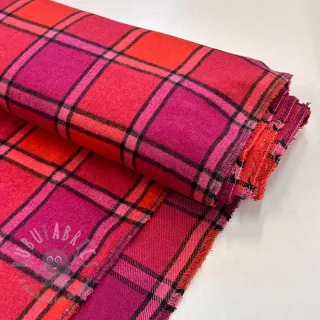 Tkanina za ženski kostim BRUSHED Check cerise