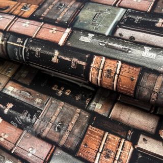 Dekorativna tkanina Suitcases grey digital print