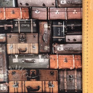 Dekorativna tkanina Suitcases grey digital print
