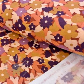 Triko materijal čupav SOFT Flowers cognac