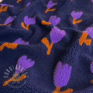 Tkanina za kapute TEDDY JACQUARD Tulips navy