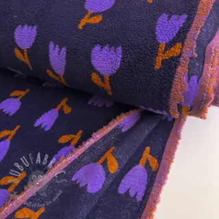 Tkanina za kapute TEDDY JACQUARD Tulips navy