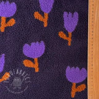 Tkanina za kapute TEDDY JACQUARD Tulips navy