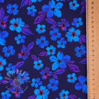 Jersey Hannah flowers blue digital print
