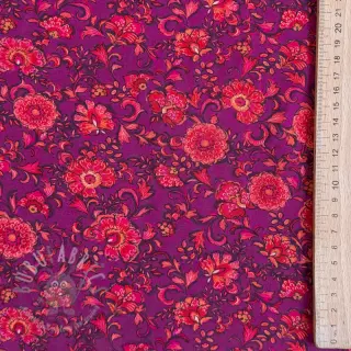Viskoza POPLIN STRETCH Flowers fuchsia digital print