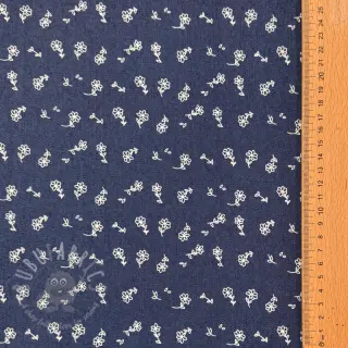 JEANS STRETCH Small retro flowers dark jeans