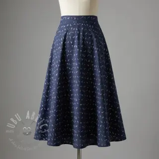 JEANS STRETCH Small retro flowers dark blue