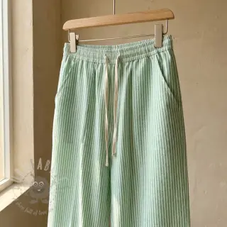 Lan s pamukom Stripe dark green