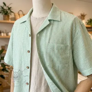 Lan s pamukom Stripe dark green