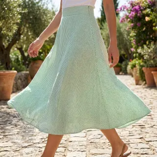 Lan s pamukom Stripe dark green
