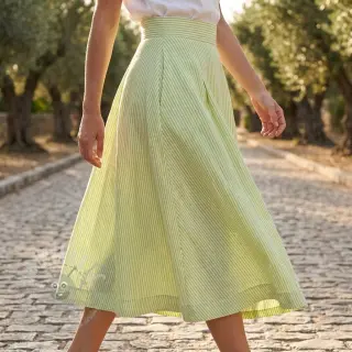 Lan s pamukom Stripe lime