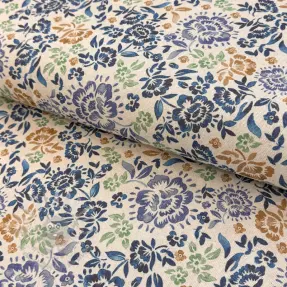 Dekorativna tkanina Linenlook Blue roses digital print