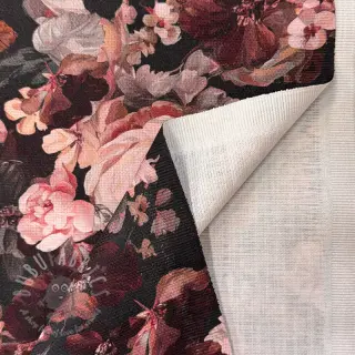 Dekorativna tkanina SLUB Bouquet burgundy digital print