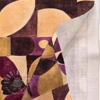 Dekorativna tkanina SLUB Abstract flowie aubergine digital print