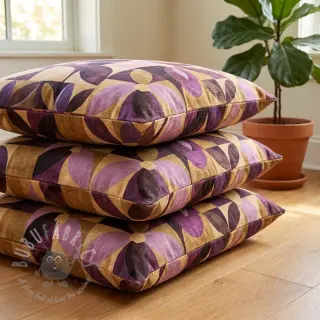 Dekorativna tkanina SLUB Abstract flowie aubergine digital print