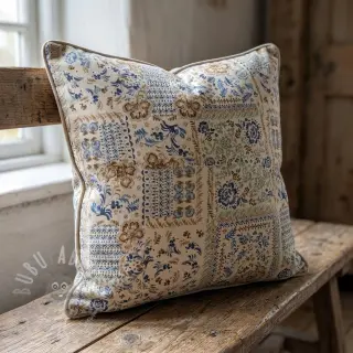 Dekorativna tkanina Linenlook Blue heritage digital print