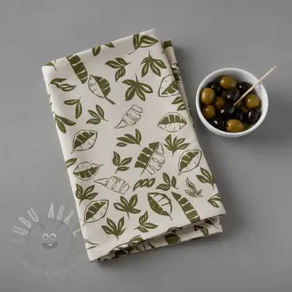 Dekorativna tkanina Linenlook Leaves army green