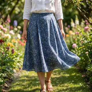 Viskoza RAYON POPLIN White flowers design C