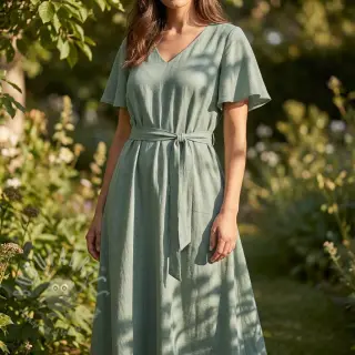 Viskoza s lanom WASHED old green