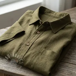 Viskoza s lanom WASHED olive