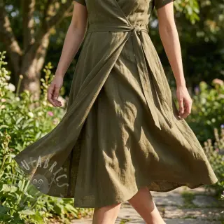 Viskoza s lanom WASHED olive